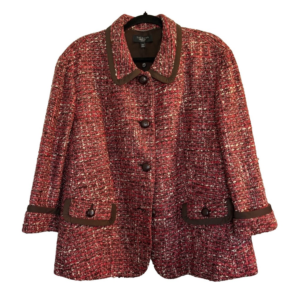 NWT Talbots Red and Brown Tweed Blazer Women's Size 20W Career Academia